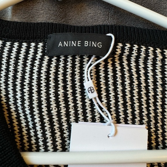NWT Anine Bing Dave Stripe Black and White Cardigan Size Medium - Picture 12 of 13